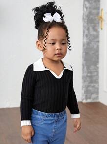 SHEIN Sweater Bayi Perempuan - Hitam dan Putih - View 6