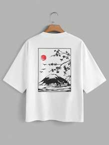 GENTILAND Áo thun nam tay ngắn in hình phong cảnh giản dị - trắng - Xem 1