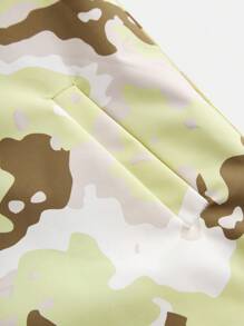 SHEIN Girls' Outdoor Sports Hiking Camping Boating Water-Resistant Camo Print Woven Sets - Khaki - View 4