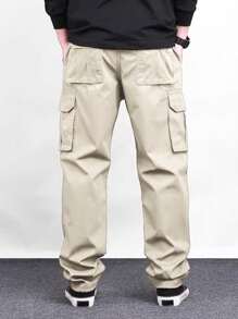 Manfinity Homme Men's Casual Multi-Pocket Cargo Pants For All Seasons, Fall - Beige - View 2