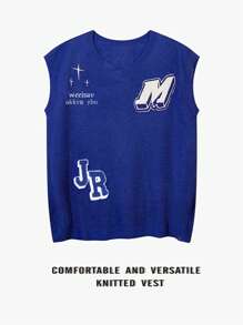 Manfinity Roghcode Áo thun nam mùa hè đan in thông thường - Màu xanh lam - Xem 6