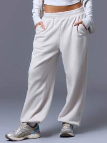 MUSERA 束口慢跑裤度假性感机场休闲复活节 - 杏色 - 查看 2