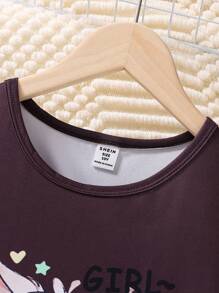 2pcs Tween Girl Cute Cat Pattern Long Sleeve Top And Leopard Cat Print Pants Homewear Set - Multicolor - View 7