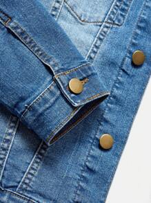 Áo khoác denim mềm mại thoải mái mới cho bé trai tuổi mới lớn + quần jeans, phù hợp để mặc hàng ngày - Rửa trung bình - Xem 4