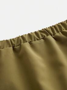 SHEIN Girls' Outdoor Sports Hiking Camping Boating Water-Resistant Camo Print Woven Sets - Khaki - View 5