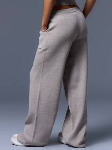 MUSERA Quần dài dệt kim có túi lớn, thắt eo, phong cách mùa xuân, Y2K, 90s, thường ngày, dễ thương, phù hợp đi sân bay, đi nghỉ mát, mùa hè, đi học, mùa đông, mặc hàng ngày, công sở, thanh lịch, áo len mùa xuân. - Màu Khaki - Xem 4