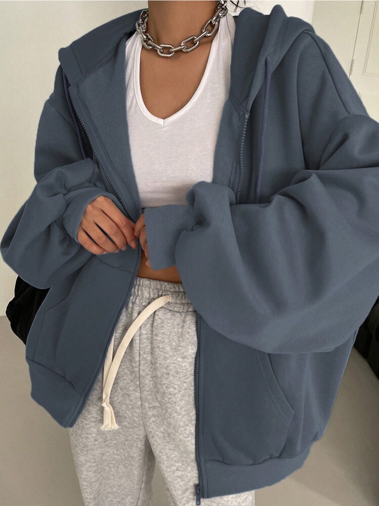 DAZY Women Casual Solid Color Fleece Hoodie, Autumn/Winter,Fall Women Clothes Sweatshirt Jacket Zip Up