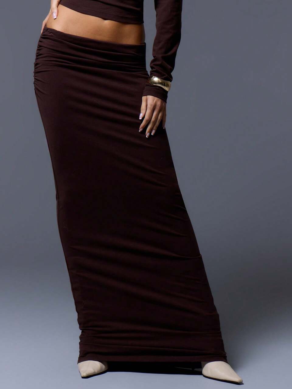 Ruched Side Maxi Skirt Elegant Summer Party