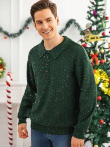 Manfinity Hypemode Jersey de cuello redondo de manga larga casual con lentejuelas para Navidad para hombre, apto para otoño/invierno, para fiestas y amigos - Verde - Ver 5