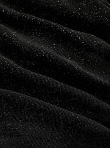 SHEIN MOD Áo cánh tay loe lưới hở vai màu đen, cho buổi hẹn hò, tiệc tùng, thanh lịch, ngày lễ, những dịp trang trọng, trang phục khoét rỗng, trang phục công chúa cho phụ nữ, trang phục bãi biển cho phụ nữ, trang phục nữ thần Hy Lạp, áo dạ hội hóa trang, áo đính đá, phong cách Goth - màu đen - Xem 3