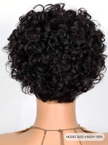 短捲髮小精靈剪 T 部分蕾絲假髮 12X0.5 真人發假髮 1B 天然黑色經濟實惠頭髮替換假髮廉價日常使用假髮適合初學者 - Natural Black - 查看 4