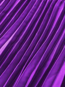 Franclia Plus Size Women Solid Color Woven Elegant Pleated Skirt Maxi Women Outfit Fall Cloth For Women - Lilac Purple - View 5