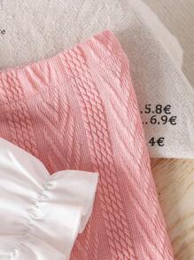 SHEIN Baby Mädchen 2-teiliges Set aus Langarmshirt mit Kontrast-Kragen-Patchwork und Hosen für Frühling/Herbst