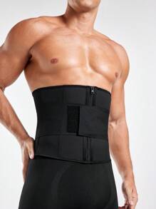 Banda de cintura de punto con cremallera de unicolor para hombre