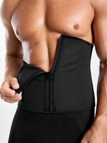 Banda de cintura de punto con cremallera de unicolor para hombre