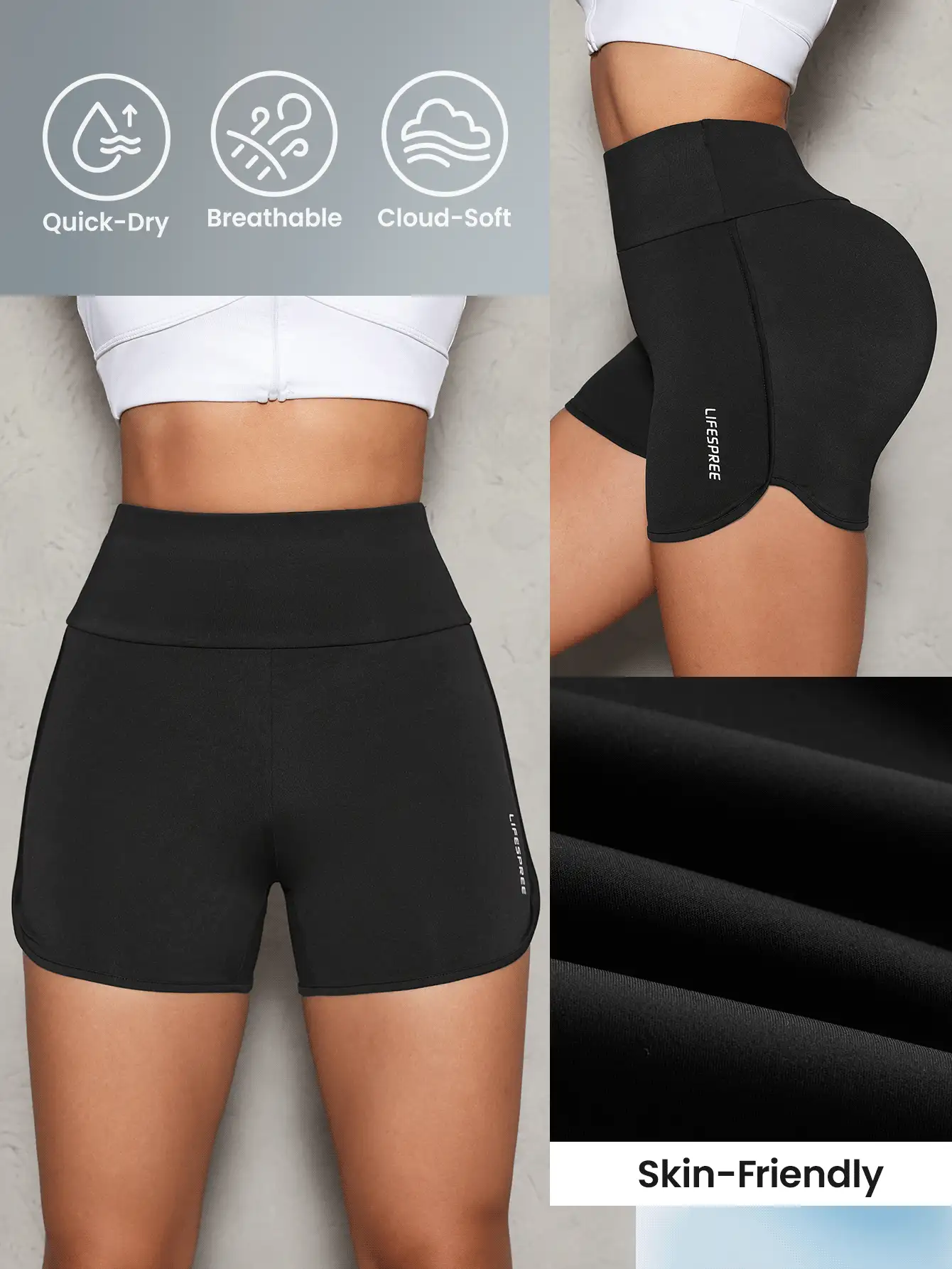 SHEIN Sports 字母印花高腰无缝运动短裤