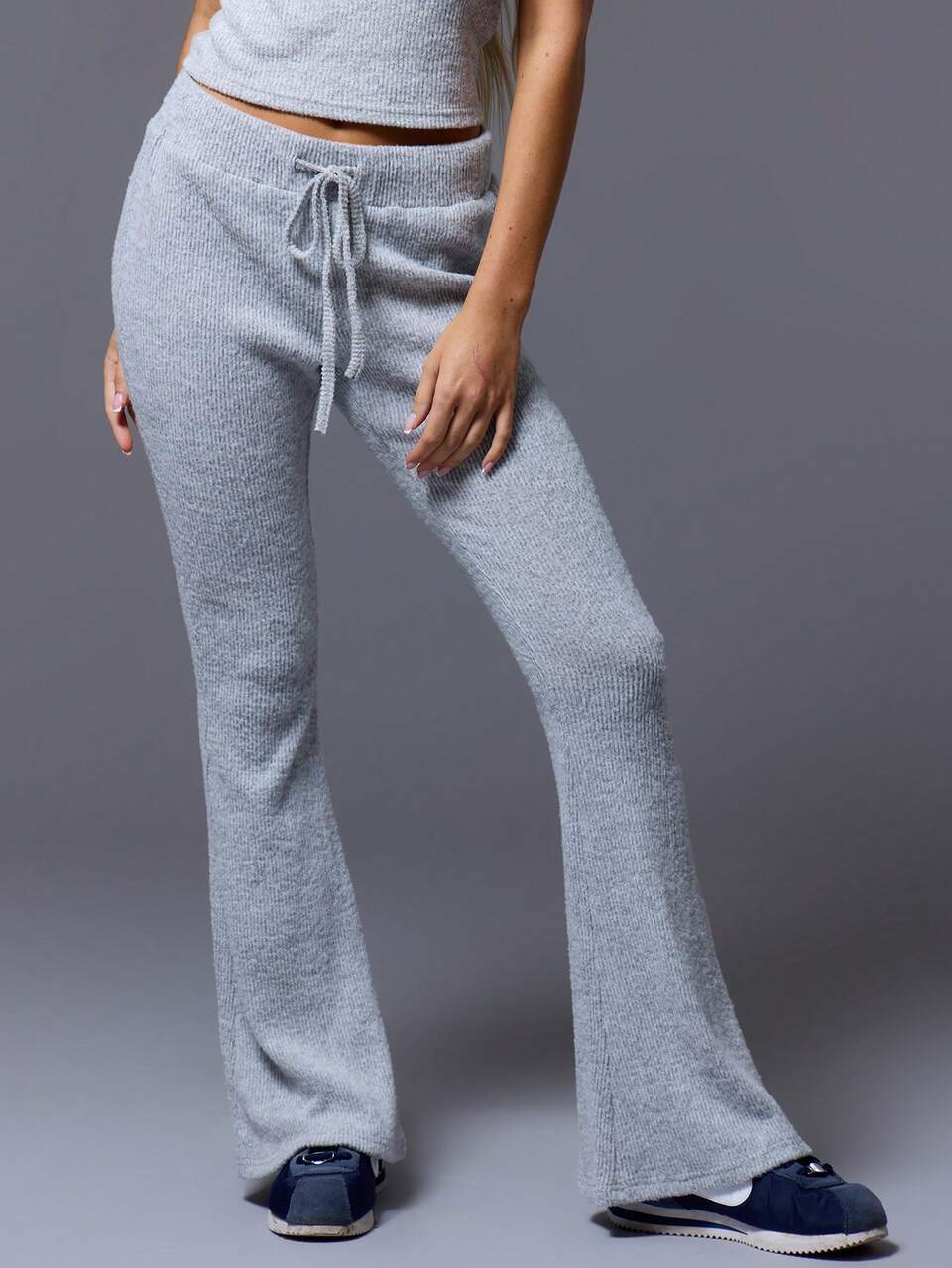Pantalones acampanados ajustados con cordón acanalado, elegantes y casuales para vacaciones de verano