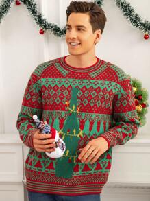 Manfinity Homme Men's Casual Christmas Crew Neck Long Sleeve Sweater - Multicolor - View 6