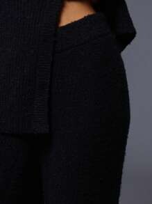 MUSERA Wide Leg Knitted Trousers - Black - View 5