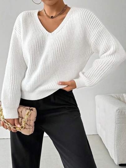 【COSYHARU】Swed V-neck loose fit knitwear Scotch & Soda Fuzzy Long Sleeve V-neck Pullover Oversized