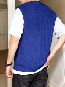 Manfinity Roghcode Áo thun nam mùa hè đan in thông thường - Màu xanh lam - Xem 2