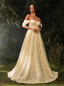 Đầm dự tiệc, váy dự tiệc cưới, váy dạ hội, váy dài, váy dạ hội, váy dạ hội, váy dài - Màu be - Xem 1