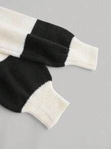 SHEIN MOD Áo len cardigan sọc đen trắng dài tay cổ chữ V cài nút, áo len lễ hội, áo len cardigan nữ, áo len sọc, áo len năm mới xấu xí, váy mùa đông cho nữ - Đen và trắng - Xem 4