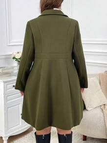 SHEIN Privé Chaqueta de invierno tejida verde de talla grande para mujeres, a prueba de viento y cálida, nuevo diseño en línea A - Verde Oscuro - Ver 2