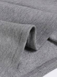 SHEIN BASICS Áo kiểu nữ dáng ôm, màu trơn, cổ tim, tay dài, chất liệu dệt kim. - Màu xám đen - Xem 6