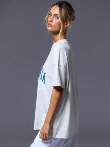 MUSERA 标语宽松T恤 印花T恤 休闲春夏复活节休闲优雅假日 - 白色 - 查看 2