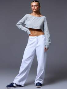 MUSERA Boat Neck Cropped Long Sleeve Top Going Out TopsVacation Spring Summer
