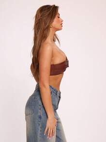 MUSERA Buckle Bandeau Extreme Crop Top Summer Ibiza Fall - Apricot - View 5