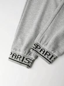 Manfinity Homme 2pcs Men's Casual Letter Pattern Sweatshirt And Sweatpants Set, Men Grey Sweatsuit, Men 2 Pieces Sweat Set, Men Jogging Suit - Grey - View 3