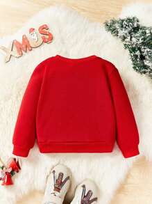 Áo nỉ cổ tròn in hình ông già Noel và tuần lộc cho bé trai - Đỏ - Xem 2