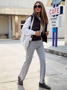 Aveloria Affinna French Style Ins Vest For Women, Winter Clothes New Design Zipper Stand Collar Fashion Outer Wear WaistPuffer CoatPadded Insulated Polyfill Synthetic Insulation Winter Coat Winter Jacket Jacket Fashion Winter Clothes Outfit