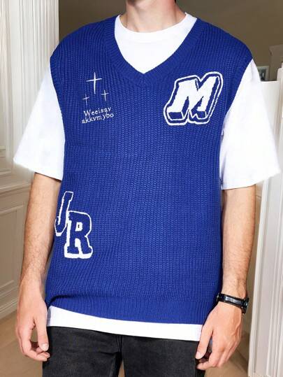 Manfinity Roghcode Camiseta de tirantes casual de punto estampada para hombre para el verano