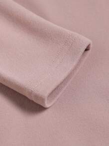 SHEIN BASICS Casual Solid Color Knit Long Sleeve Sweetheart Neck Fitted Women T-Shirt - Apricot - View 8