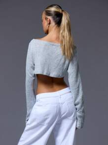 MUSERA Boat Neck Cropped Long Sleeve Top Going Out TopsVacation Spring Summer