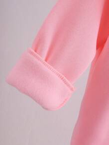 年轻女孩时尚休闲可爱豹纹字母“DANCE”和心形图案保暖内衬连帽衫搭配运动裤，适合秋冬季日常穿着和外出 - 粉色 - 查看 4