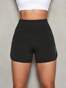 SHEIN Sports 字母印花高腰无缝运动短裤