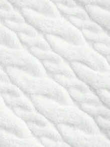 SHEIN MOD Plus Size Strapless Cable Knit Bow Long Sleeve Sweater - Black and White - View 4