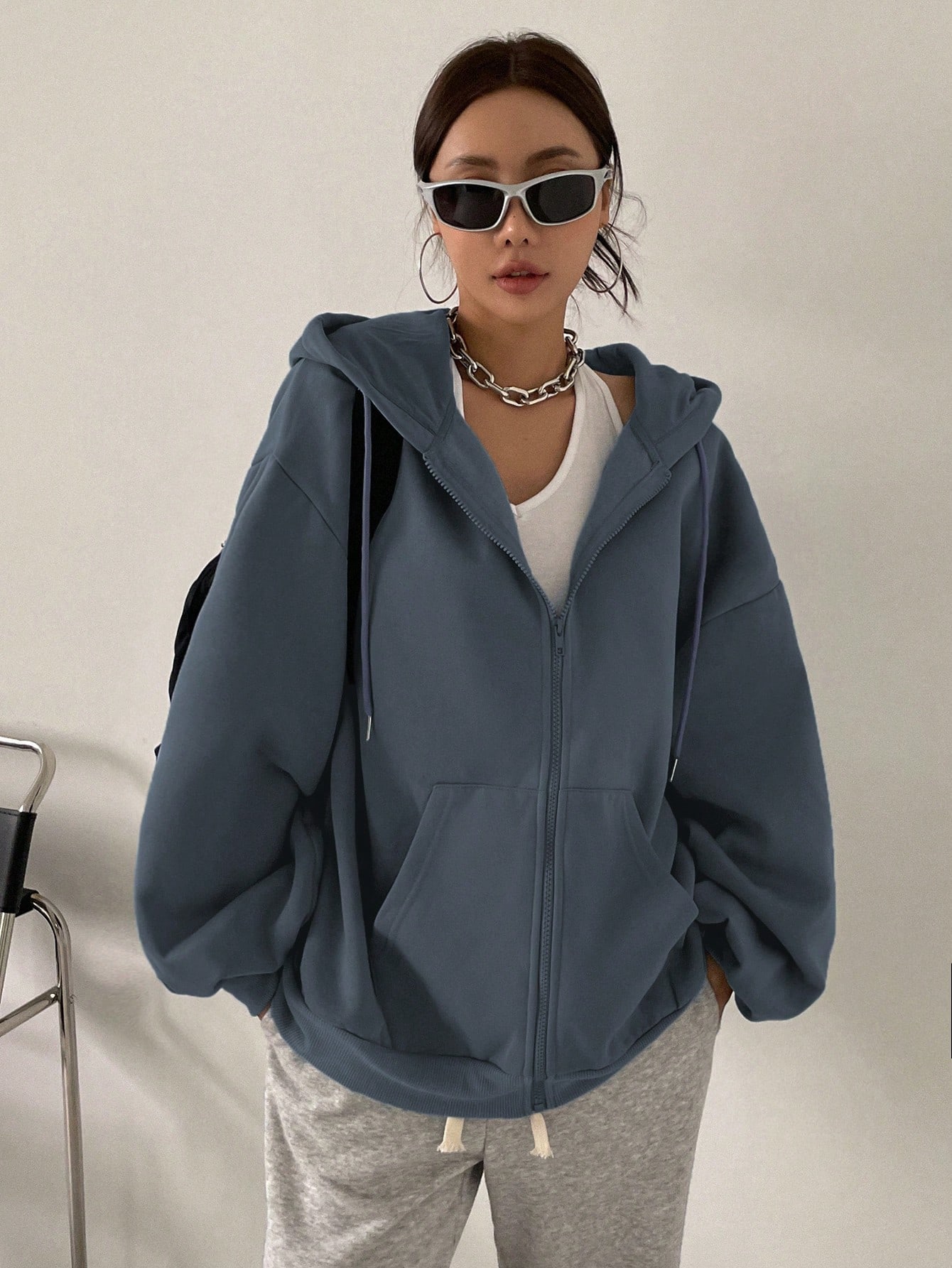 DAZY جاكيت هوديي نسائية من الفليس ذات لون أحادي، م...