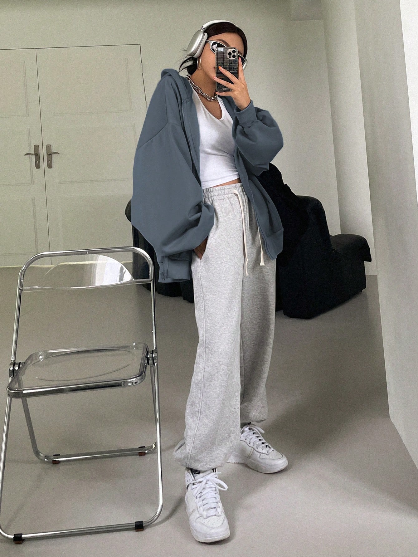 DAZY جاكيت هوديي نسائية من الفليس ذات لون أحادي، م...