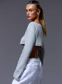 MUSERA Boat Neck Cropped Long Sleeve Top Going Out TopsVacation Spring Summer