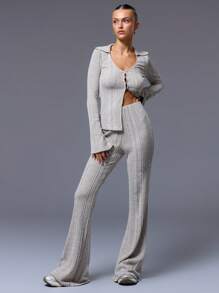 MUSERA Ribbed Knit Collared Top Casual Summer Vacation Spring Summer Fall