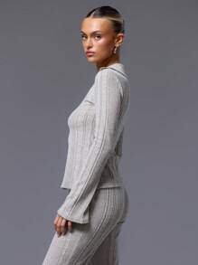 MUSERA Ribbed Knit Collared Top Casual Summer Vacation Spring Summer Fall