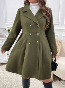 SHEIN Privé Chaqueta de invierno tejida verde de talla grande para mujeres, a prueba de viento y cálida, nuevo diseño en línea A - Verde Oscuro - Ver 6