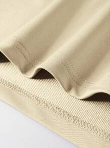 Manfinity Homme 男士休闲字母印花长袖 Polo 衫，适合通勤、秋季 - 杏色 - 查看 6