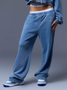 MUSERA Lågmidja Tvättade Raka Joggingbyxor Semester, Flygplats, Casual Helgdag Sommar Höst, Höst, Vinter, Tillbaka till skolan Höst Höst Vinter Jul - Multifärgad - Visa 2