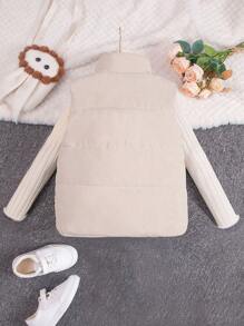 Áo vest thu/đông giản dị màu kaki túi cài nút phía trước cho bé gái tuổi teen - Màu be - Xem 2